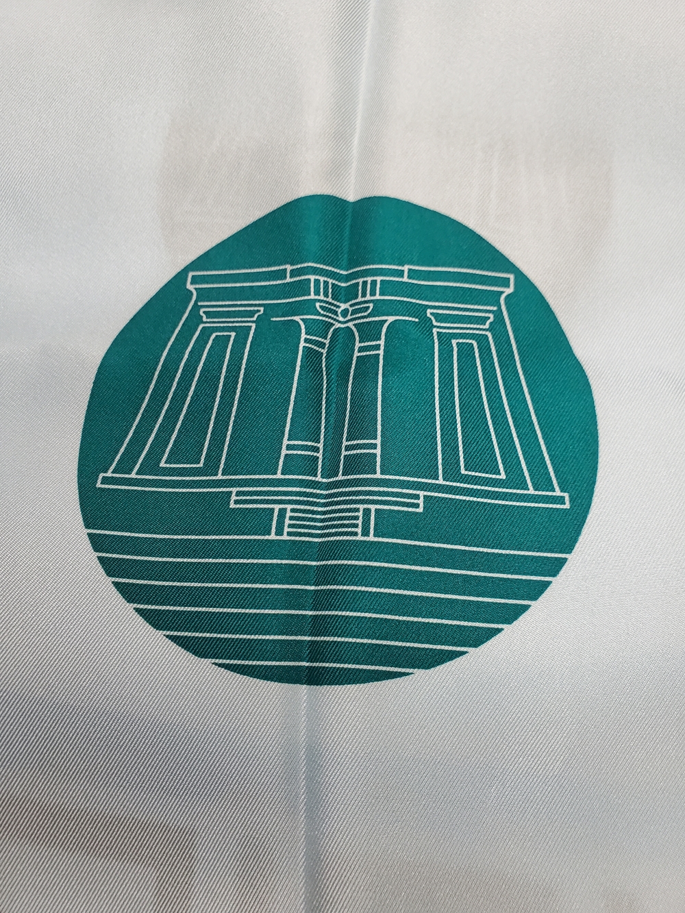 Vntg 100% Silk Scarf Geometric MCM Space Age 1949 Graphic Turquoise Blue. Korea - Picture 6 of 10